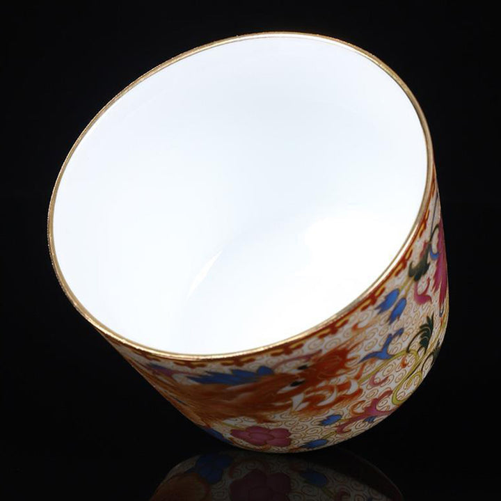 Buddha Stones 2 szt. Smok Feniks Ceramiczny kubek do herbaty Kung Fu Filiżanki do herbaty