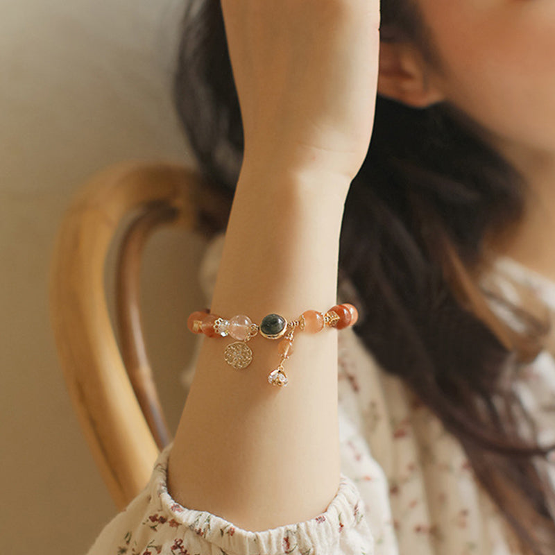 Bransoletka Buddha Stones Natural Multicolored Rutilated Quartz Eight-ramienna gwiazda Flower Wealth