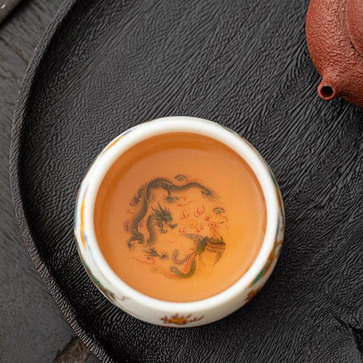 Buddha Stones Smok Feniks Pomyślne Chmury Ceramiczna Filiżanka Kung Fu Filiżanka Do Herbaty