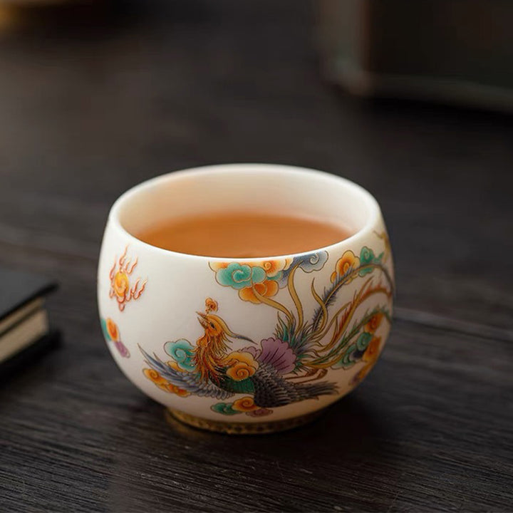 Buddha Stones Smok Feniks Pomyślne Chmury Ceramiczna Filiżanka Kung Fu Filiżanka Do Herbaty