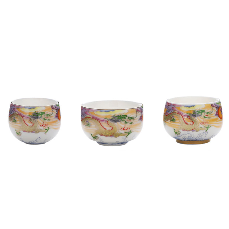 Buddha Stones Smok Feniks Pomyślne Chmury Słońce Fale Oceanu Ceramiczna Filiżanka Kung Fu Filiżanka Do Herbaty
