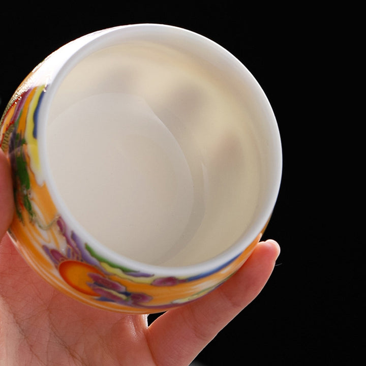 Buddha Stones Smok Feniks Pomyślne Chmury Słońce Fale Oceanu Ceramiczna Filiżanka Kung Fu Filiżanka Do Herbaty