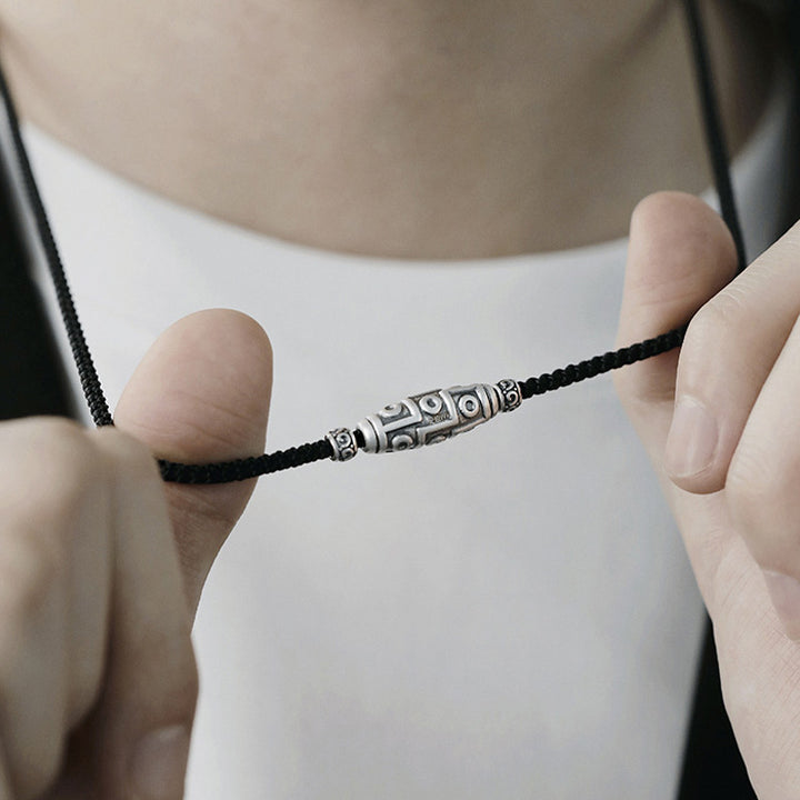 Buddha Stones 999 Srebro Sterling Dziewięciooki Dzi Koralik Wzór Ochrona Naszyjnik Wisiorek Lina - image 10