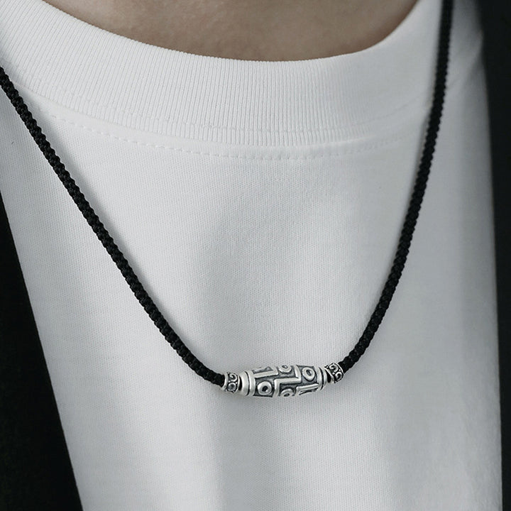 Buddha Stones 999 Srebro Sterling Dziewięciooki Dzi Koralik Wzór Ochrona Naszyjnik Wisiorek Lina - image 12