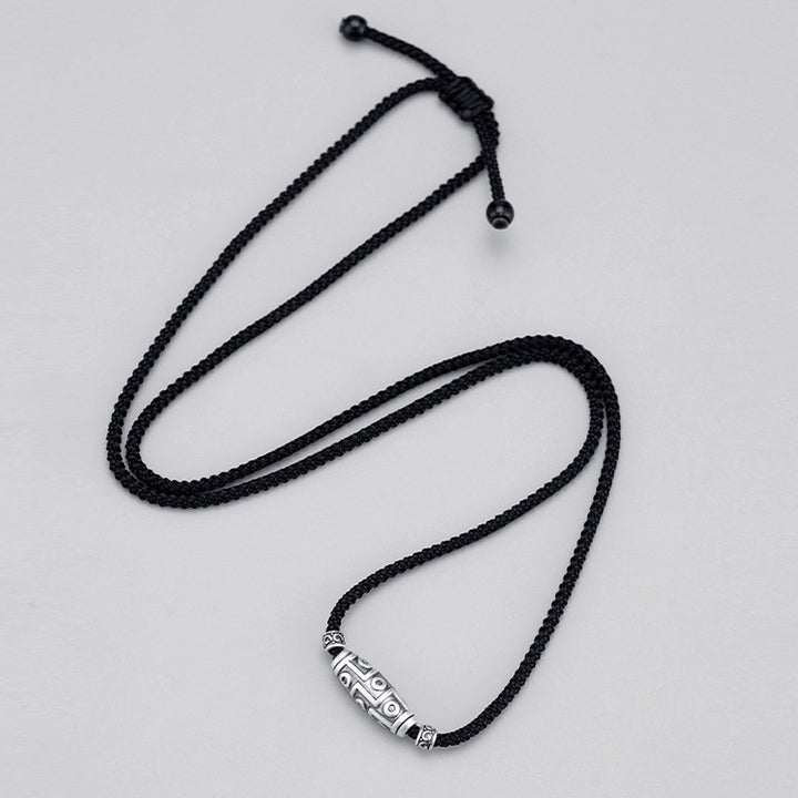 Buddha Stones 999 Srebro Sterling Dziewięciooki Dzi Koralik Wzór Ochrona Naszyjnik Wisiorek Lina - image 4