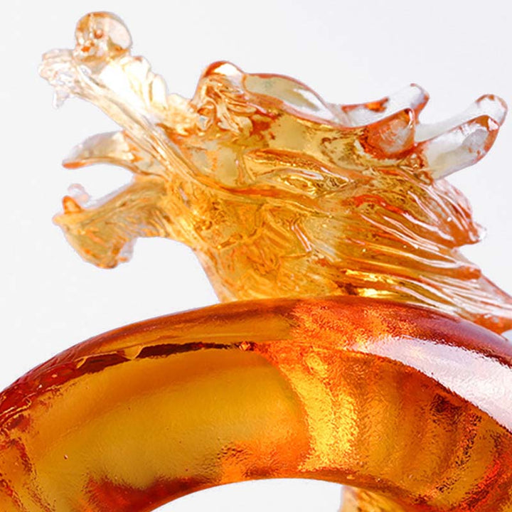 Buddha Stones Rok Smoka Ręcznie Chiński Zodiak Żółty Smok Liuli Kryształ Sztuka Ochrona Dekoracja Domu Biuro