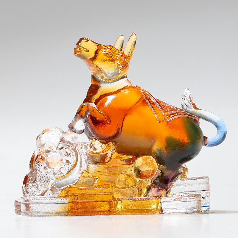 Buddha Stones Rok Smoka Ręcznie Robione 12 Chińskich Znaków Zodiaku Liuli Kryształowe Dzieło Sztuki Ochrona Dekoracja Domu i Biura