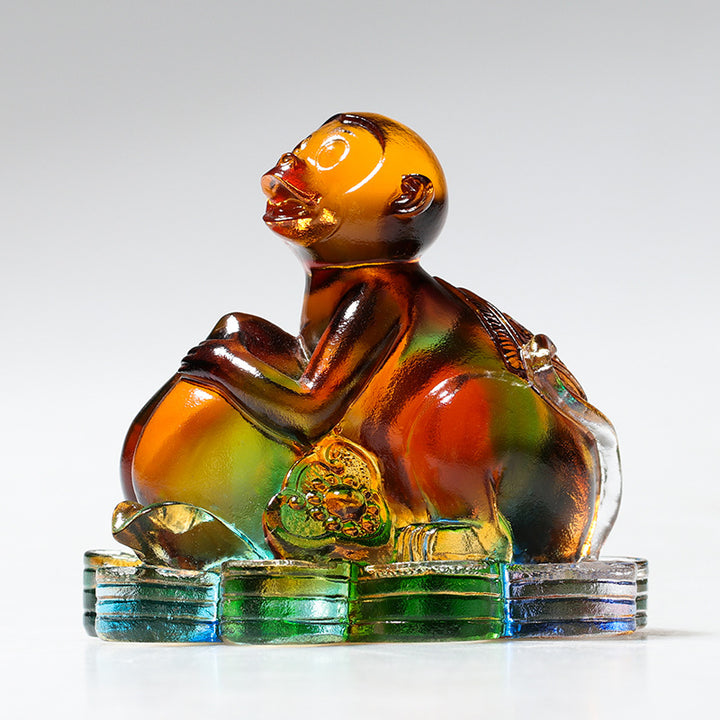 Buddha Stones Rok Smoka Ręcznie Robione 12 Chińskich Znaków Zodiaku Liuli Kryształowe Dzieło Sztuki Ochrona Dekoracja Domu i Biura