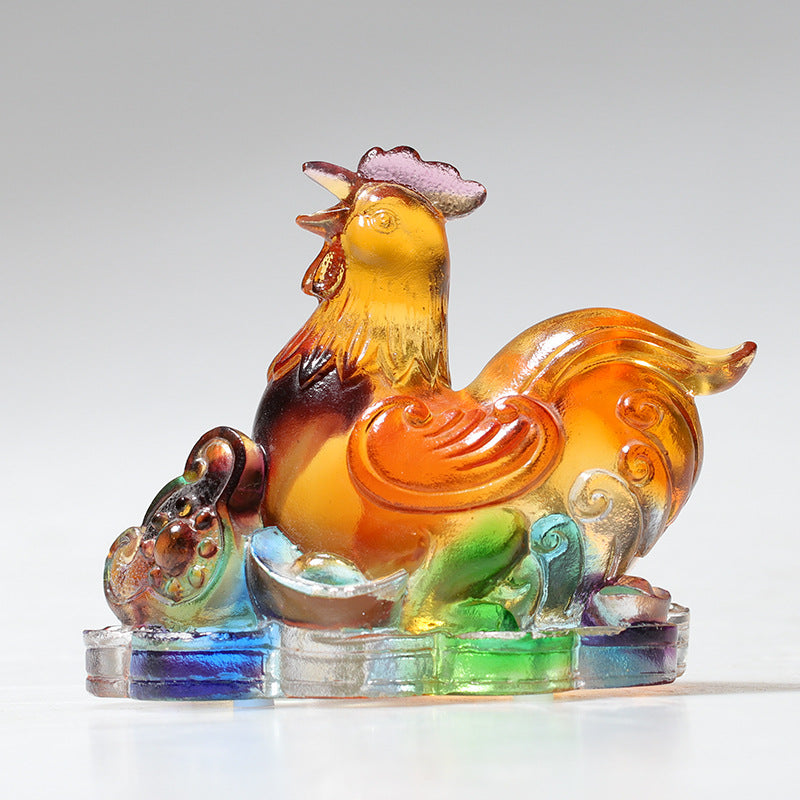 Buddha Stones Rok Smoka Ręcznie Robione 12 Chińskich Znaków Zodiaku Liuli Kryształowe Dzieło Sztuki Ochrona Dekoracja Domu i Biura