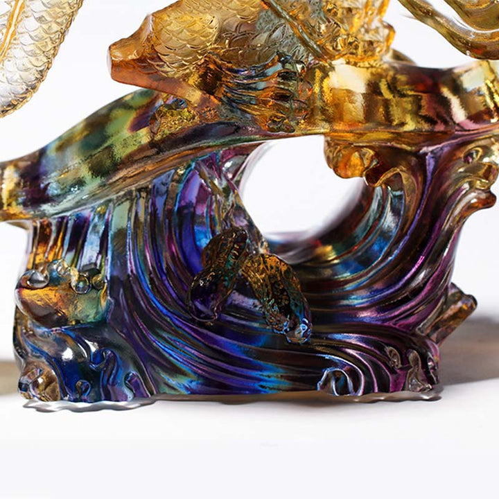 Buddha Stones Rok Smoka Ręcznie Robione Ruyi Uchwyt Liuli Kryształowe Dzieło Sztuki Ochrona Dekoracja Domu i Biura