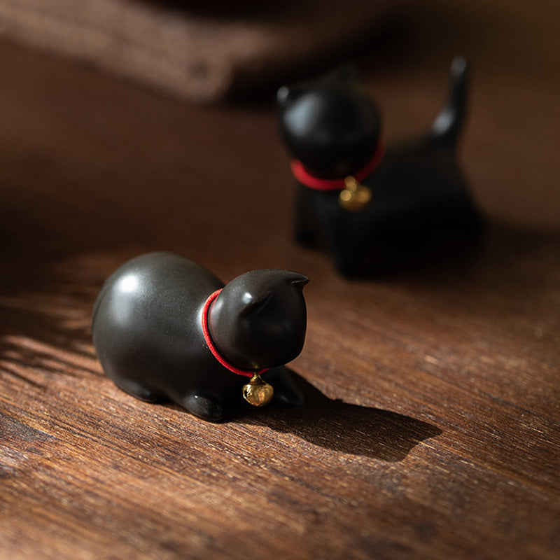 Buddha Stones Mini Mały Uroczy Kot Herbata Zwierzę Ceramiczne Figurka Dekoracja Biurka Domowego - image 23