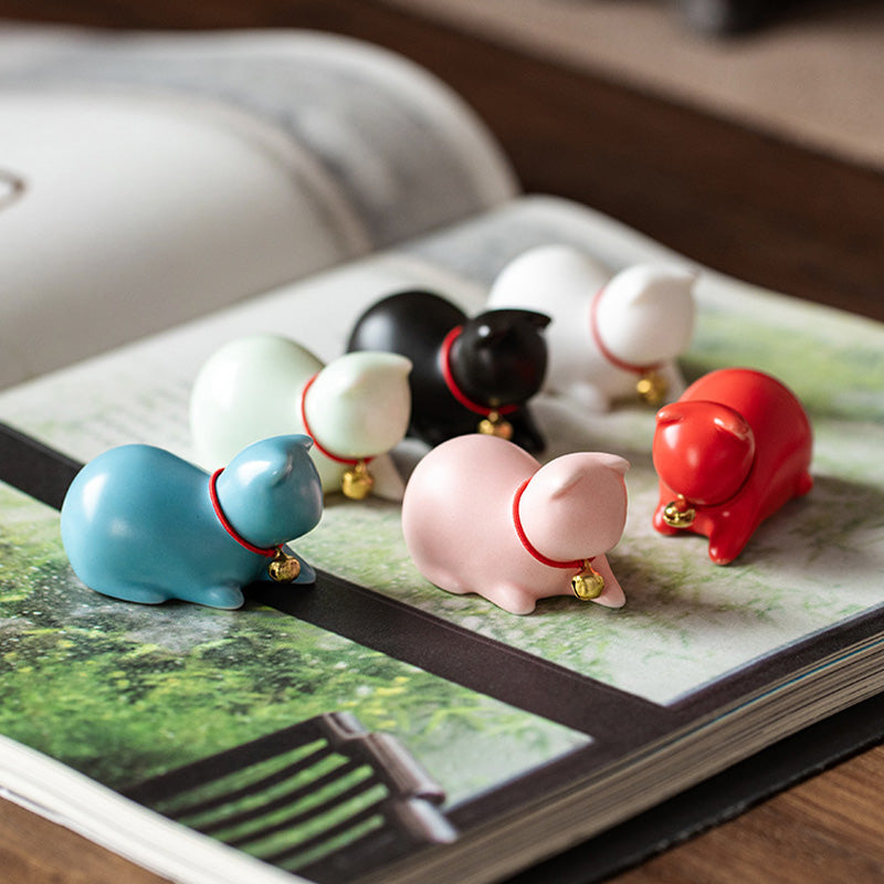 Buddha Stones Mini Mały Uroczy Kot Herbata Zwierzę Ceramiczne Figurka Dekoracja Biurka Domowego - image 25