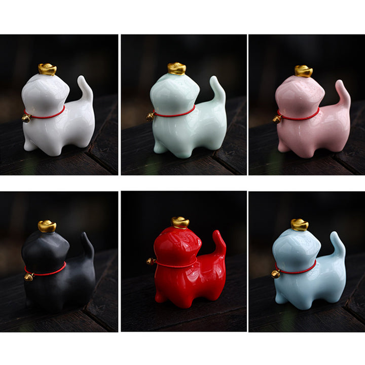 Buddha Stones Mini Szczęście Kot Herbata Sztabka Ceramiczna Figurka Dekoracja Biurka Domowego - image 18