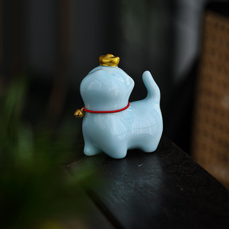 Buddha Stones Mini Szczęście Kot Herbata Sztabka Ceramiczna Figurka Dekoracja Biurka Domowego - image 14