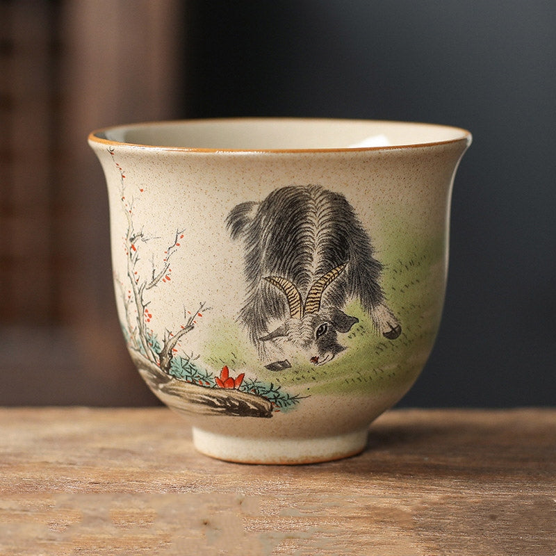 Buddha Stones 12 Chińskie Zodiak Ceramiczny Filiżanka Kung Fu Filiżanka do Herbaty 130ml