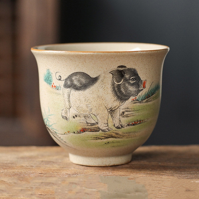 Buddha Stones 12 Chińskie Zodiak Ceramiczny Filiżanka Kung Fu Filiżanka do Herbaty 130ml