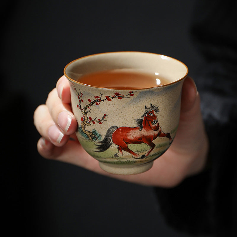 Buddha Stones 12 Chińskie Zodiak Ceramiczny Filiżanka Kung Fu Filiżanka do Herbaty 130ml