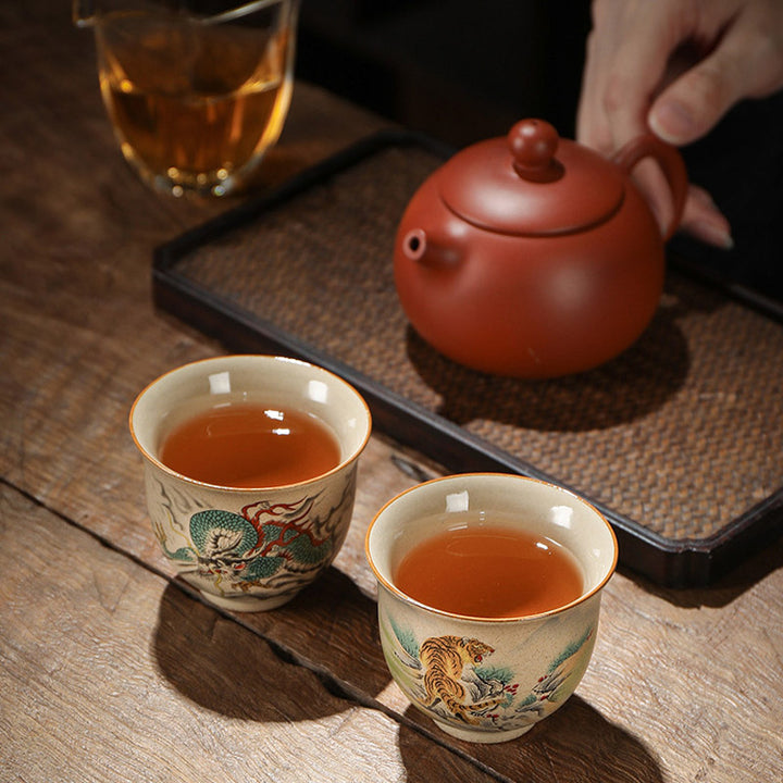 Buddha Stones 12 Chińskie Zodiak Ceramiczny Filiżanka Kung Fu Filiżanka do Herbaty 130ml