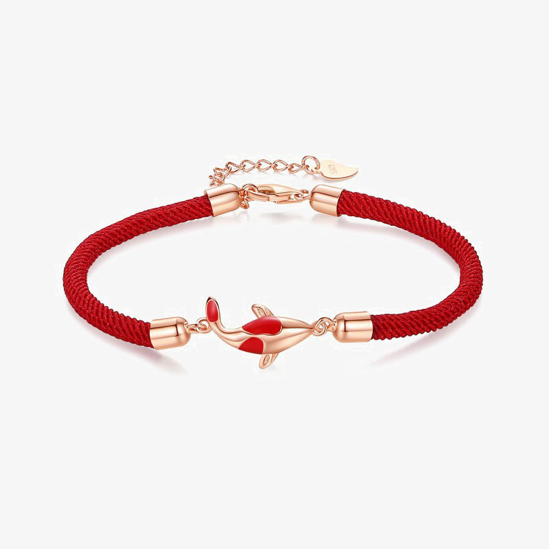 Buddha Stones Koi Ryba Szczęście Bogactwo Bransoletka z Plecionego Łańcucha dla Par