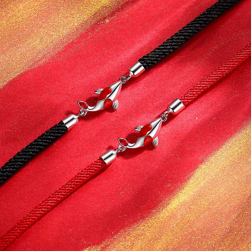 Buddha Stones Koi Ryba Szczęście Bogactwo Bransoletka z Plecionego Łańcucha dla Par