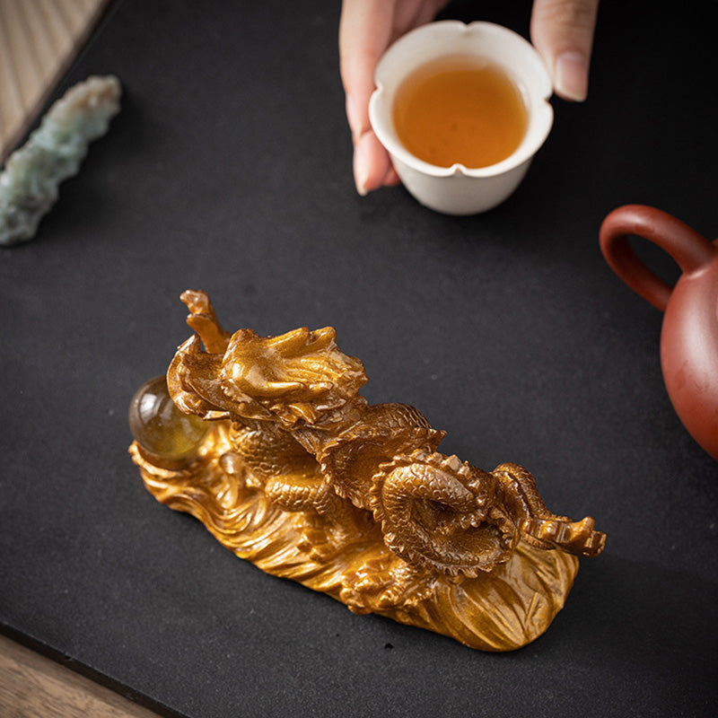 Buddha Stones Rok Smoka Zmieniająca Kolor Żywica Szczęście Sukces Herbata Zwierzę Dom Figurka Dekoracja