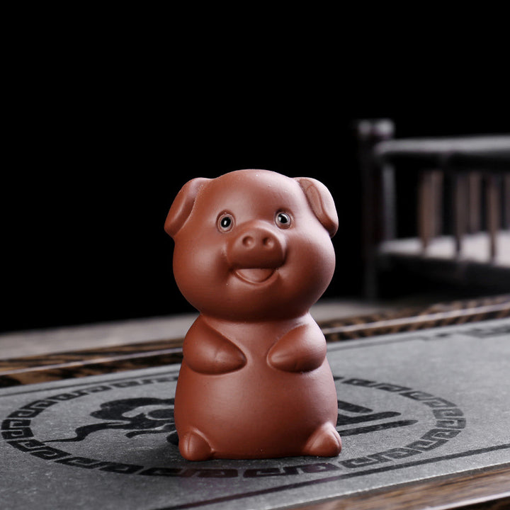 Buddha Stones Chiński Zodiak Fioletowa Glina Bogactwo Ceramiczna Herbata Zwierzę Dom Figurka Dekoracja