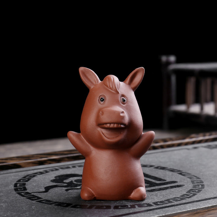 Buddha Stones Chiński Zodiak Fioletowa Glina Bogactwo Ceramiczna Herbata Zwierzę Dom Figurka Dekoracja