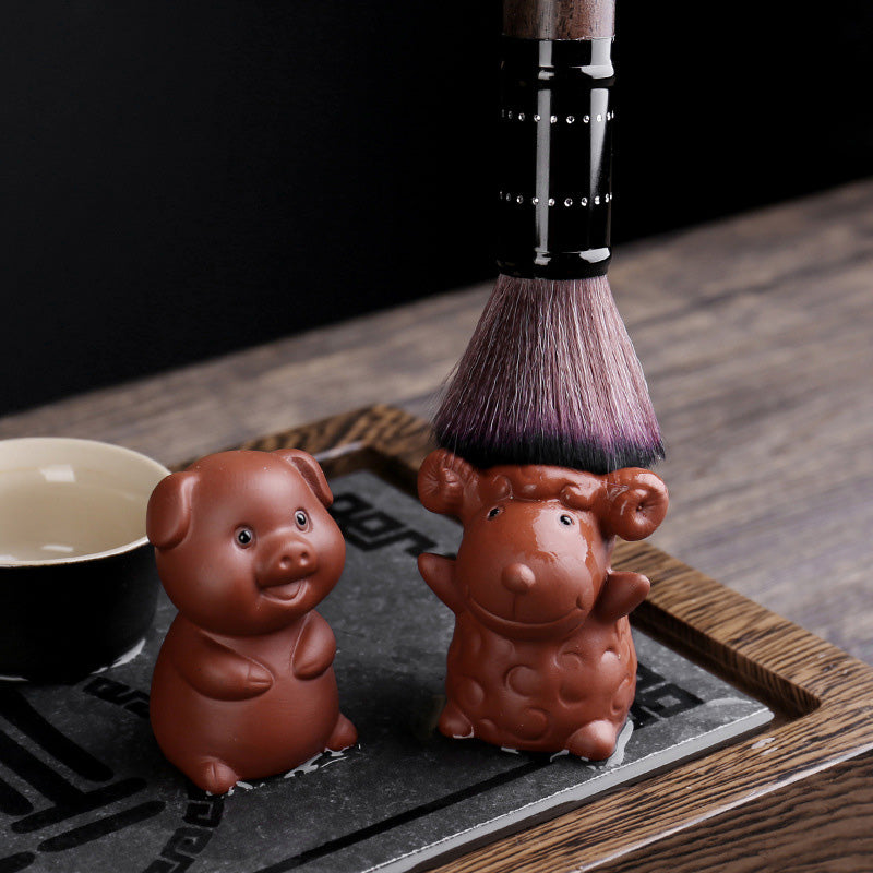 Buddha Stones Chiński Zodiak Fioletowa Glina Bogactwo Ceramiczna Herbata Zwierzę Dom Figurka Dekoracja