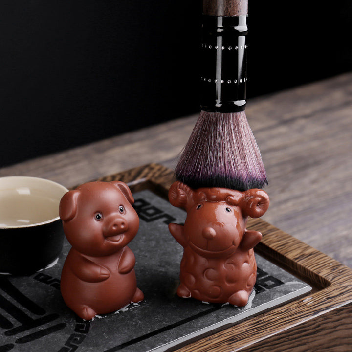 Buddha Stones Chiński Zodiak Fioletowa Glina Bogactwo Ceramiczna Herbata Zwierzę Dom Figurka Dekoracja