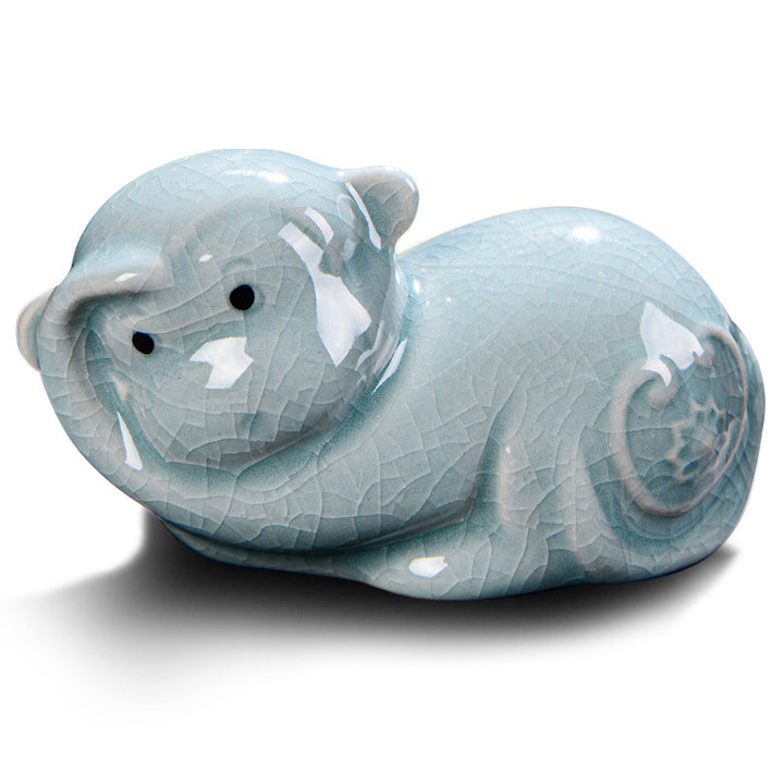 Buddha Stones Chiński Zodiak Bogactwo Ceramiczna Herbata Zwierzę Dom Figurka Dekoracja