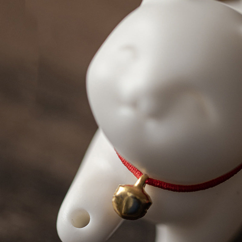 Buddha Stones Mini Szczęśliwy Kotek Herbata Zwierzę Ceramiczne Figurka Dekoracja Biurka Domowego Z Matą Bambusową - image 8