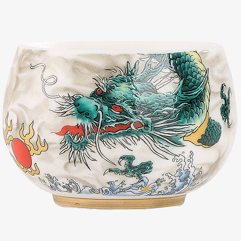 Buddha Stones Smok Cykada Bambus Jeleń Żuraw Lotos Kwiat Śliwki Ceramiczna filiżanka do herbaty Kung Fu Filiżanka do herbaty Miska 185 ml