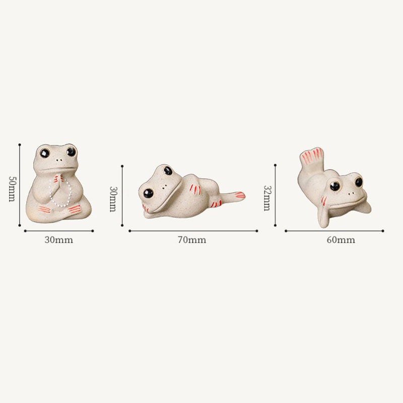 Buddha Stones Mini Mała Modląca się Żaba Ceramiczna Bogactwo Dobrobyt Dom Herbata Figurka Dekoracja