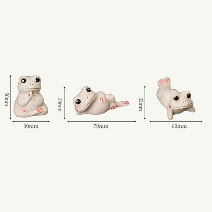 Buddha Stones Mini Mała Modląca się Żaba Ceramiczna Bogactwo Dobrobyt Dom Herbata Figurka Dekoracja