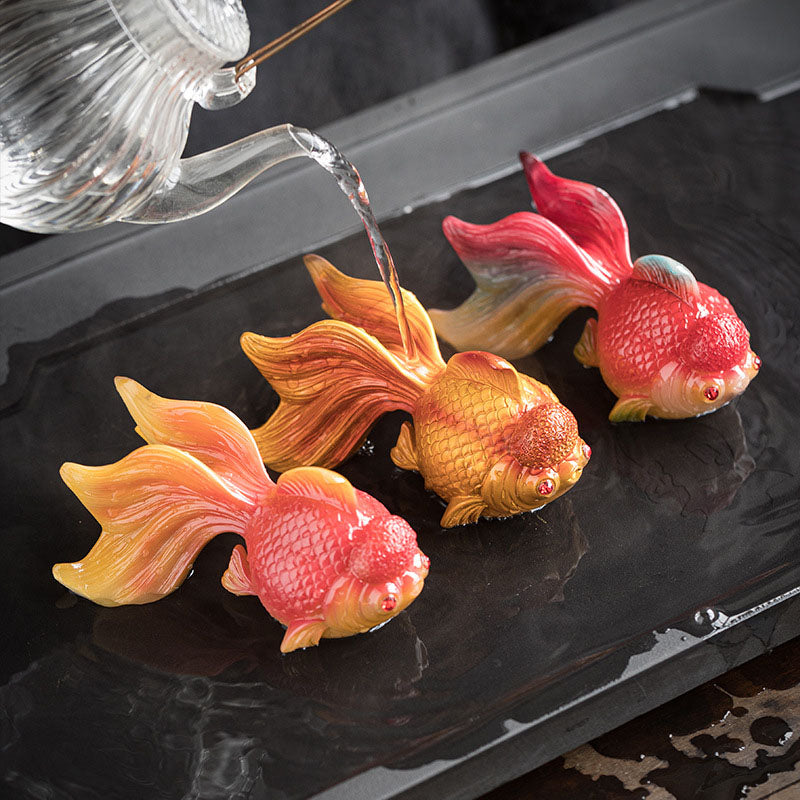 Buddha Stones Zmieniające Kolor Ryby Koi Żywica Herbata Zwierzę Domowe Bogactwo Figurka Dekoracja