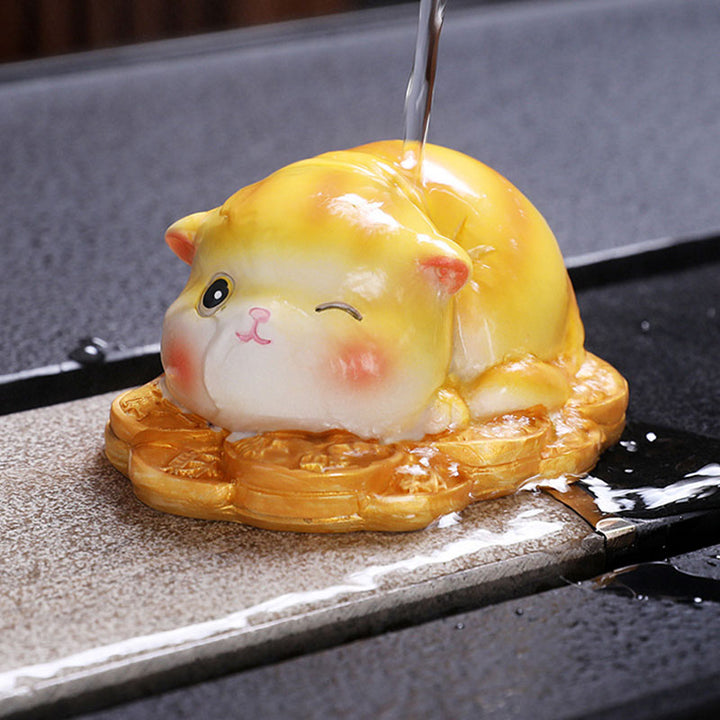 Buddha Stones Zmieniające Kolor Uroczy Mini Kot Żywica Herbata Zwierzę Domowe Bogactwo Figurka Dekoracja - image 4