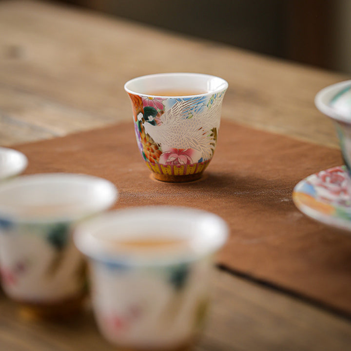 Buddha Stones Smok Feniks Kwiaty Ceramiczny Filiżanka Kung Fu Filiżanka do Herbaty 50ml