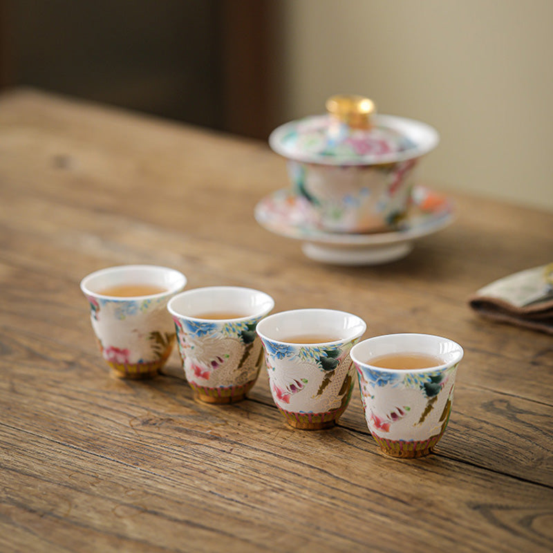 Buddha Stones Smok Feniks Kwiaty Ceramiczny Filiżanka Kung Fu Filiżanka do Herbaty 50ml