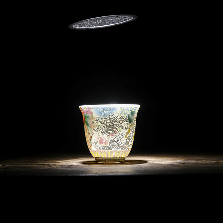 Buddha Stones Smok Feniks Kwiaty Ceramiczny Filiżanka Kung Fu Filiżanka do Herbaty 50ml