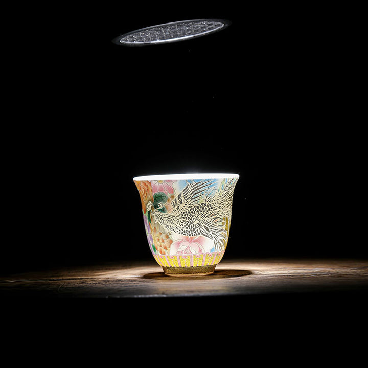 Buddha Stones Smok Feniks Kwiaty Ceramiczny Filiżanka Kung Fu Filiżanka do Herbaty 50ml