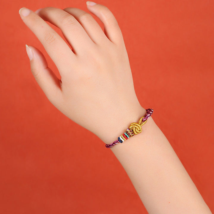 Buddha Stones ręcznie robione Dunhuang kolorowa lina ochronna warkocz bransoletka sznurkowa