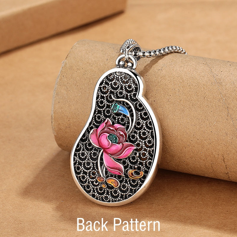 Buddha Stones Awalokiteśwara Lotos Projekt Miedziany Naszyjnik Bogactwo Wisiorek