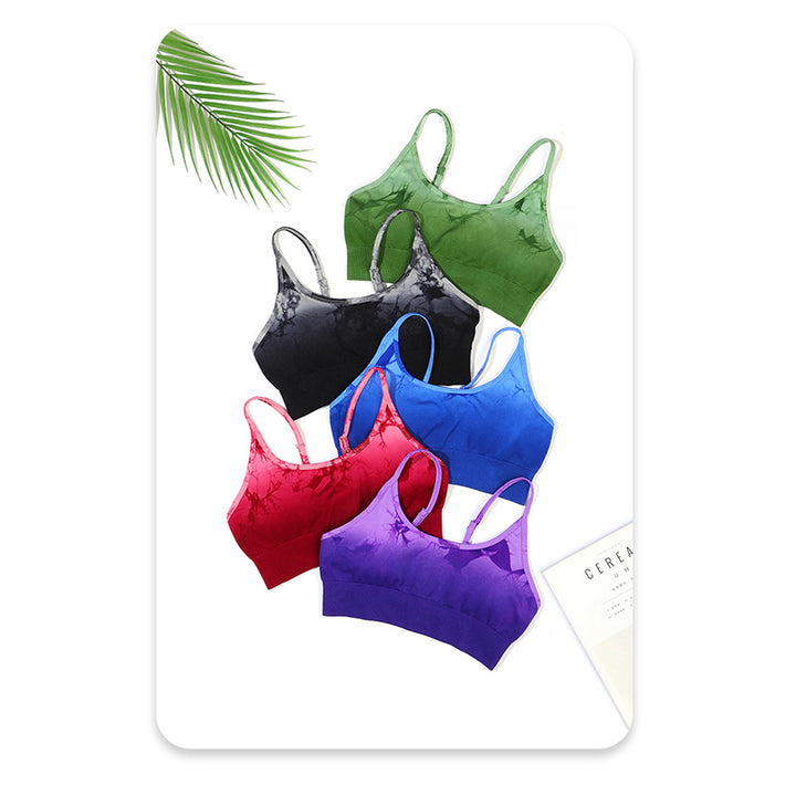 Buddha Stones 2 szt. Prosty nadruk tie dye Crop Tank Top Spodnie z wysokim stanem Stroje sportowe na siłownię Zestawy do jogi dla kobiet