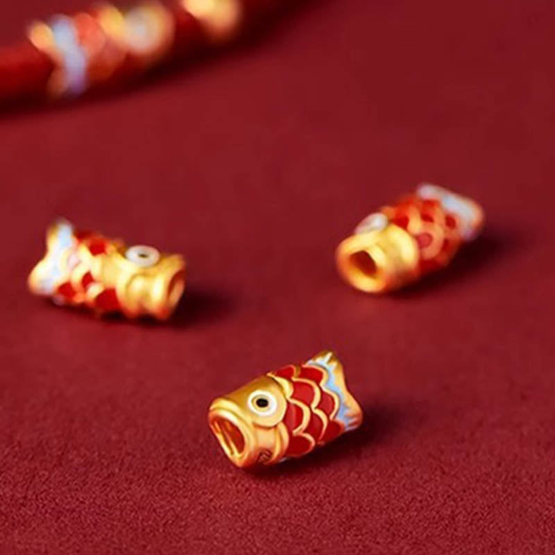 Buddha Stones 925 Srebro Sterling Ręcznie robione Koi Ryba Bogactwo Sukces Bransoletka z plecionej liny