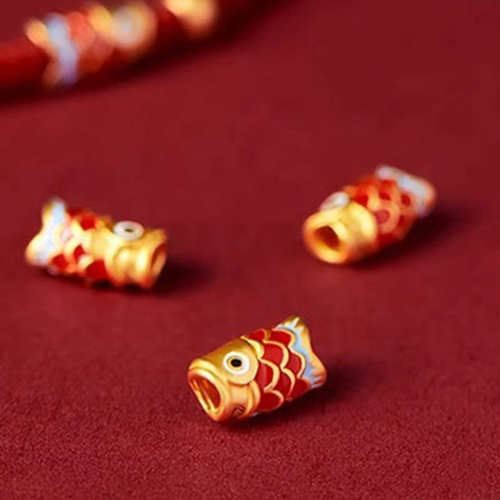 Buddha Stones 925 Srebro Sterling Ręcznie robione Koi Ryba Bogactwo Sukces Bransoletka z plecionej liny