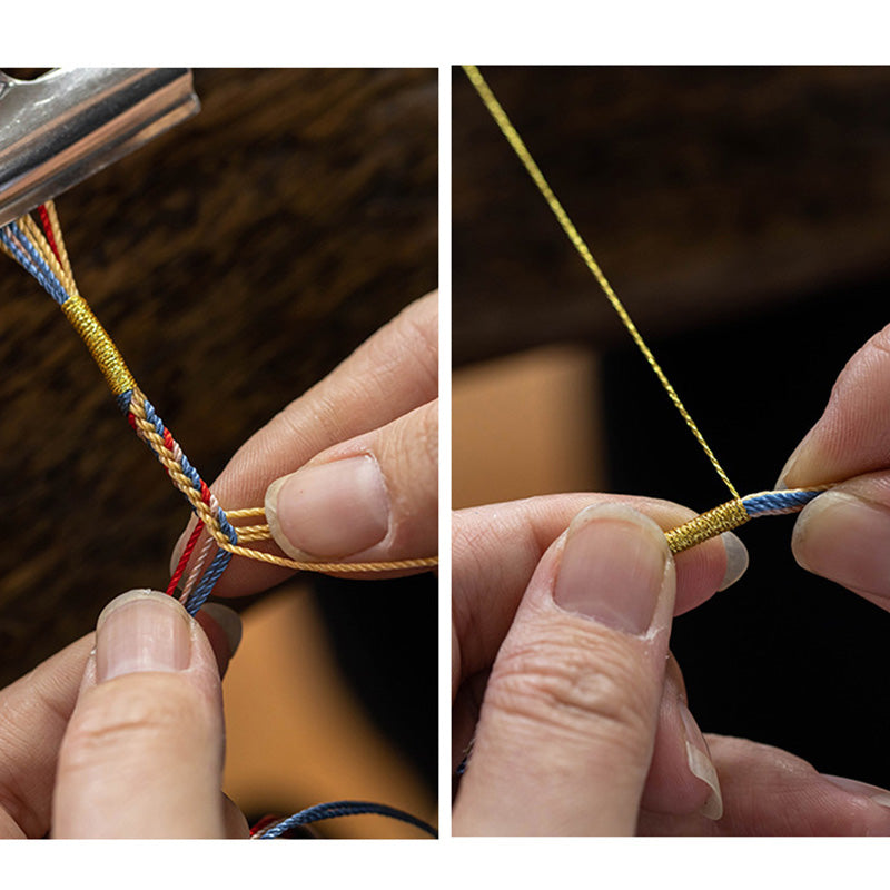 Buddha Stones ręcznie robione Dunhuang Kolor Brzoskwiniowy Wzór Bransoletka z Warkoczem