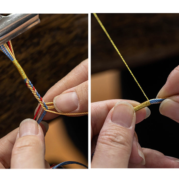 Buddha Stones ręcznie robione Dunhuang Kolor Brzoskwiniowy Wzór Bransoletka z Warkoczem