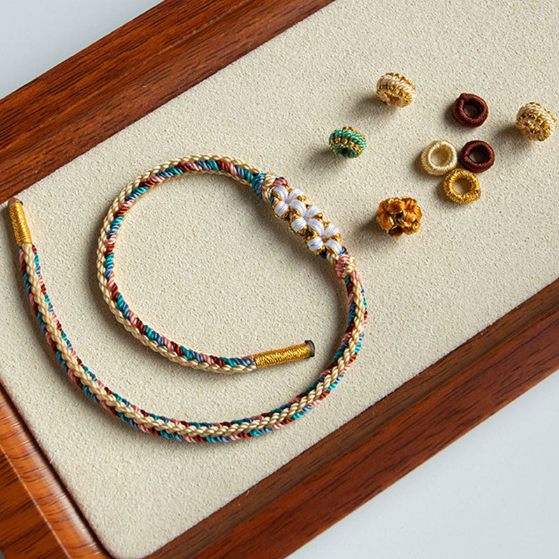 Buddha Stones ręcznie robione Dunhuang Kolor Brzoskwiniowy Wzór Bransoletka z Warkoczem