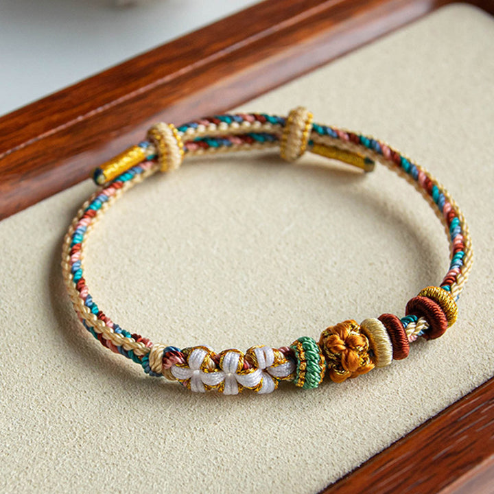 Buddha Stones ręcznie robione Dunhuang Kolor Brzoskwiniowy Wzór Bransoletka z Warkoczem