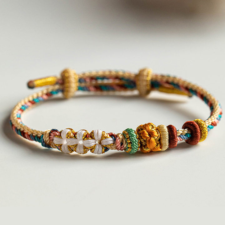 Buddha Stones ręcznie robione Dunhuang Kolor Brzoskwiniowy Wzór Bransoletka z Warkoczem